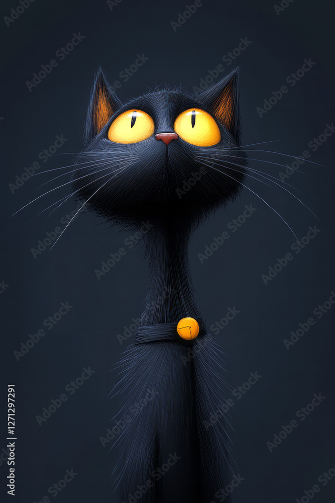 Poster a gentle highlight on the catâ€™s whiskers and suit buttons, capturing its subtle head tilt as if