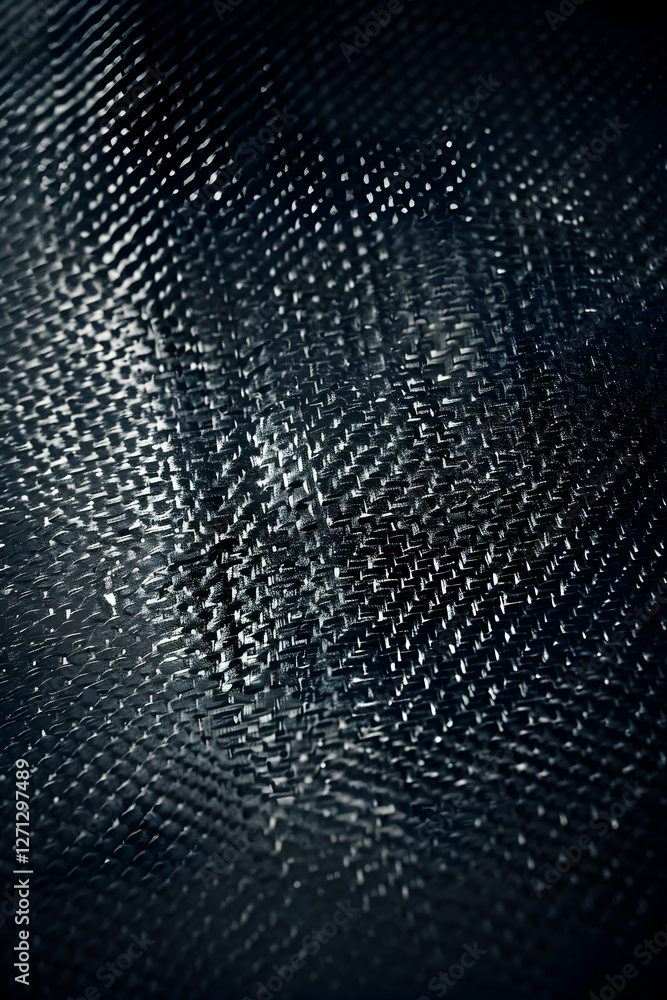 Poster Close-up of textured dark fabric showing intricate weave patterns and subtle light reflections