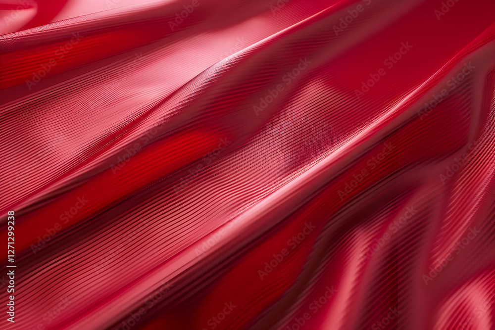 Poster close-up of flowing red fabric with intricate texture and subtle light reflections