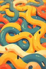 Abstract colorful swirling shapes, vibrant background, playful design, ideal for website decoration