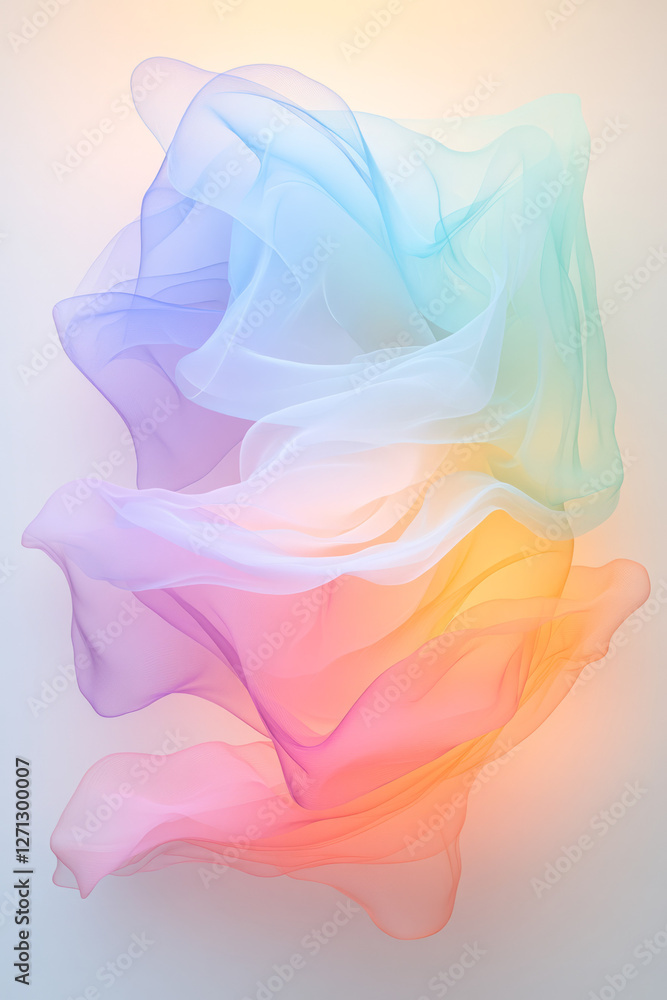 Poster A dreamlike panel showing arcs of translucent liquid forms softly blending together, lit from