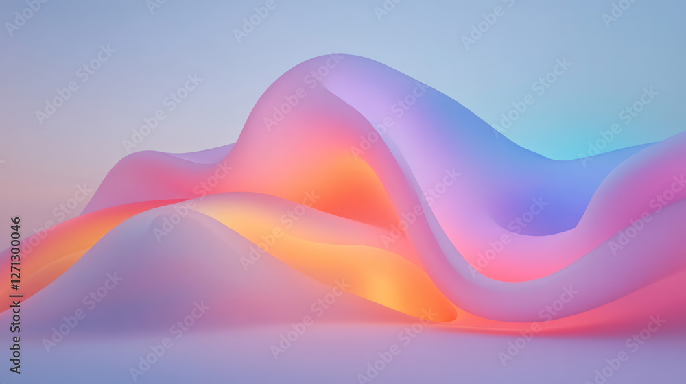 Leinwandbilder A translucent terrain of floating ribbons curving and overlapping, each band absorbing and
