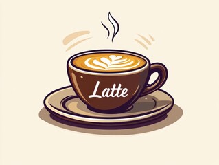 Obraz premium drawn line doodle style cafe illustrations, black line icons, cafe logos, take out cup and various coffee sorts, Latte line icon 