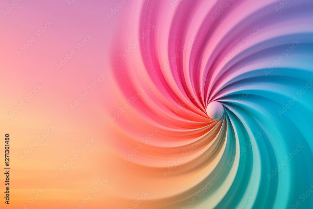 Poster a horizontally framed image with the turbineâ€™s geometric lines contrasting the gentle swirls of