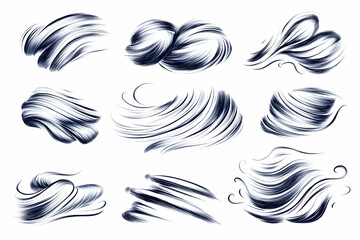 Fototapeta premium Abstract navy blue brush strokes; design elements