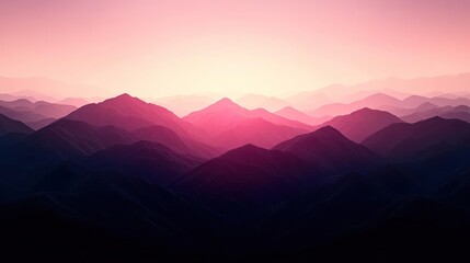 Obraz premium Pink And Purple Pixelated Mountain Range Silhouette At Sunset