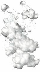 Abstract white smoke plume, studio shot, white background, for design