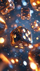Gleaming dice in a cosmic dance of chance and illumination