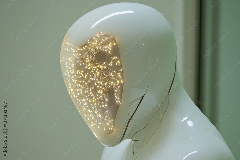 Aufkleber a near-silhouette view of the androidâ€™s slim frame, the head slightly turned to display a