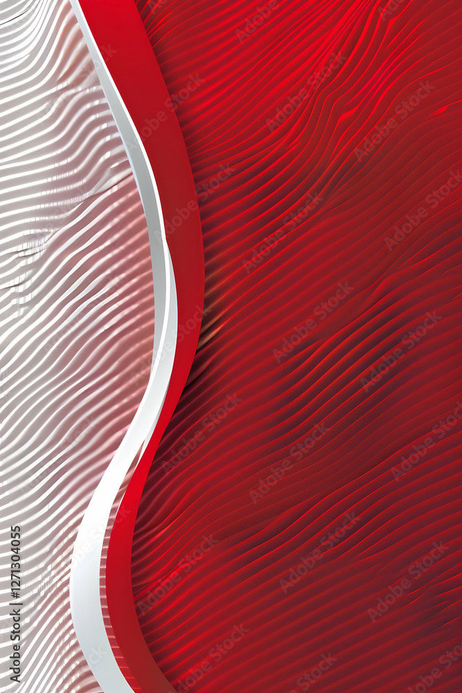 Aufkleber abstract design featuring flowing red and white waves with dynamic textures and patterns