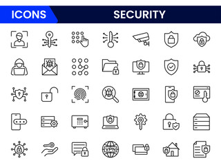 Cyber security icon set. Data protection symbol. Secured network icon collection. Technology concept. Vector illustration.
