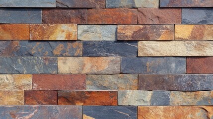 Multi-toned aged brick wall background with shades of orange, brown, and red, displaying a timeworn and authentic charm.