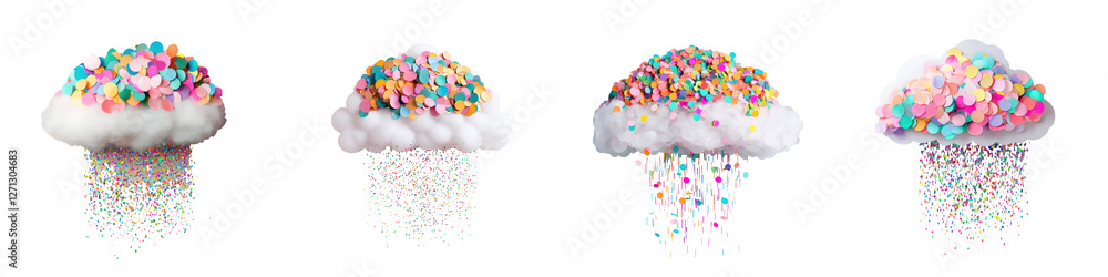 Aufkleber whimsical and surreal pastel cloudscapes with swirling fluffy cotton like textures and patterns crea