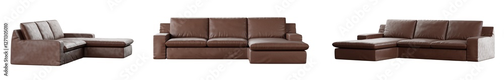 Poster Sofa set isolated on transparent background. 3D render. 3D illustration.