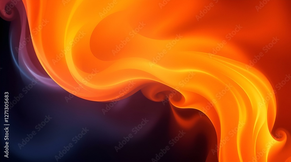 Poster fluid abstract background featuring swirling waves of orange against a dark gradient backdrop