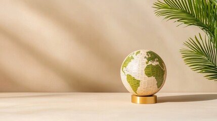 Elegant Globe made of newspaper clippings spinning under a spotlight symbolizing global news coverage and press freedom on an abstract background 