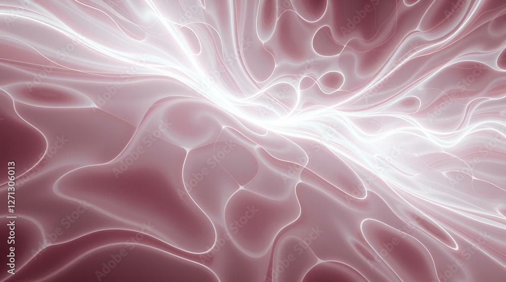 Poster soft abstract background with flowing waves of light pink and white creating a gentle, serene atmosp