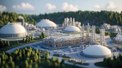 Obraz premium A drone shot of a complex natural gas distribution network