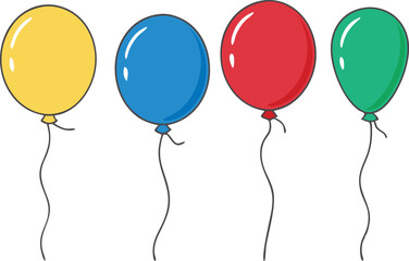 Balloons isolated icon on white background. Decoration for holidays and birthday party. Vector set Helium air balloon