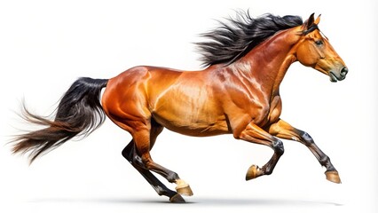 Obraz premium Chestnut Horse Galloping, Isolated on White Background