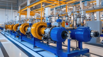 A factory using natural gas to power large industrial machinery