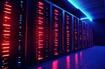 Exploring the Illuminated Data Center: Servers, Network, Technology, Infrastructure, Hosting,  Digital, Computing, Processing