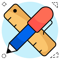 A flat design icon of drafting tool