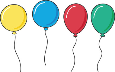 Balloons isolated icon on white background. Decoration for holidays and birthday party. Vector set Helium air balloon