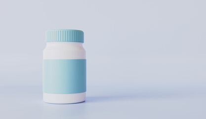 Medicine Pill bottle with vitamin capsule isolated on pastel color background, Emergency, Safety, Hospital doctor equipment medic health care concept
