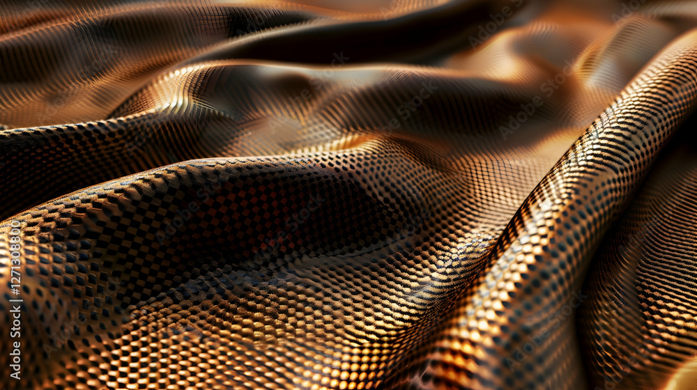 Poster textured fabric with intricate patterns and rich colors, creating a visually striking background