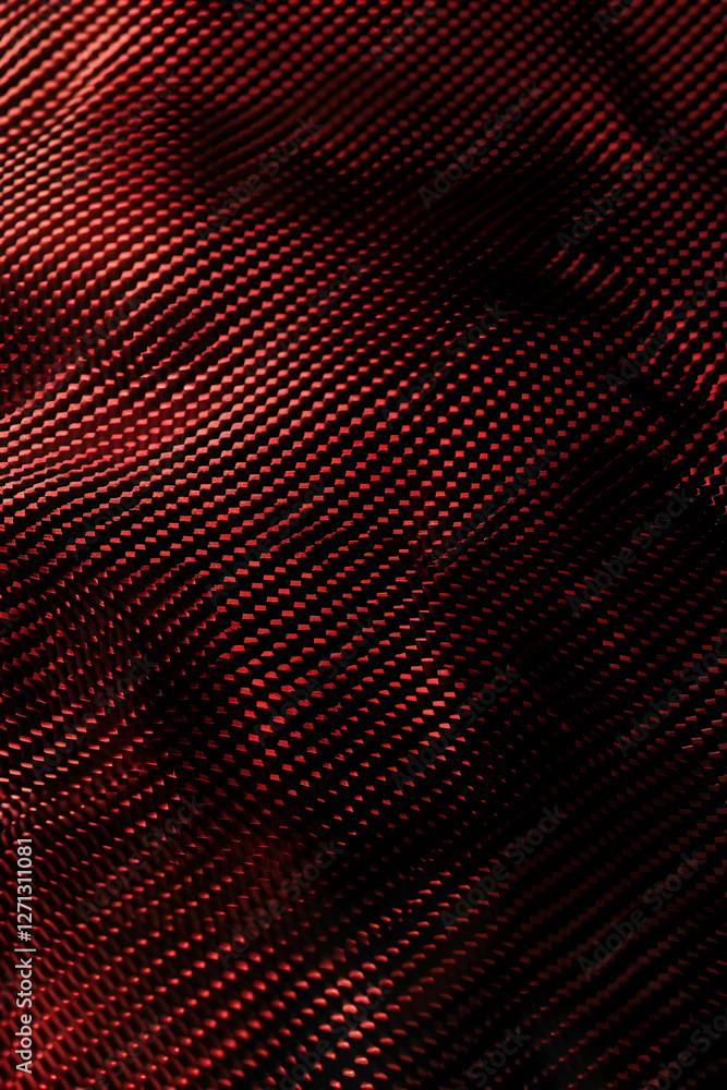 Poster abstract red textured pattern with wavy lines creating depth and movement for design use