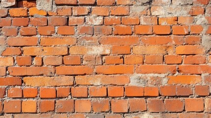 Fototapeta premium Rustic red brick wall background with natural imperfections and weathered details. Warm tones and classic design suitable for vintage-inspired projects.