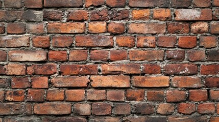 Fototapeta premium Rustic red brick wall background with natural imperfections and weathered details. Warm tones and classic design suitable for vintage-inspired projects.