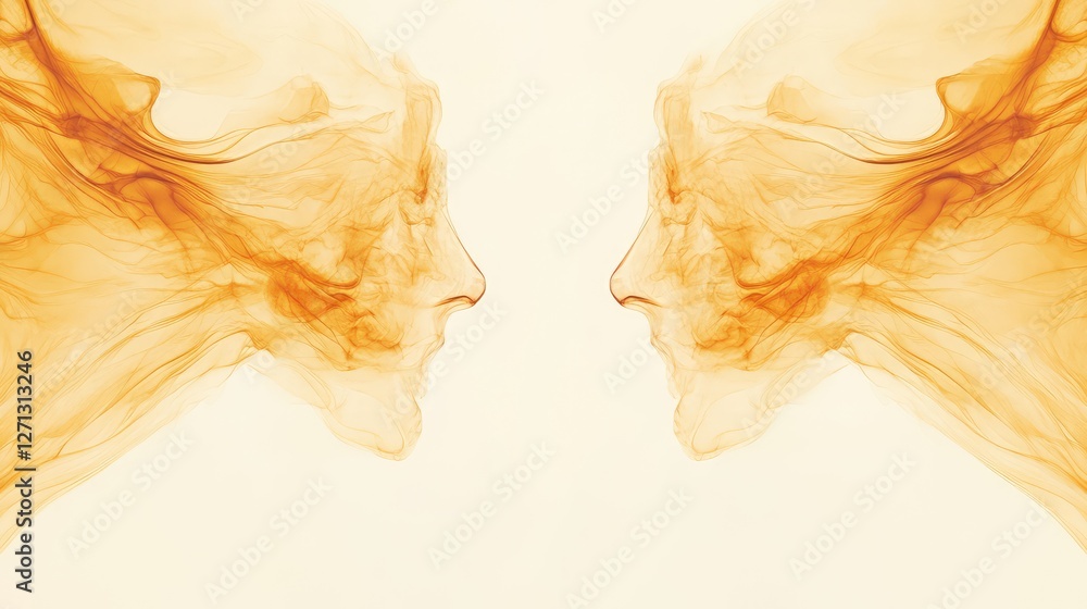 Poster slightly smoky fog dissipating over a blank background, with fine patterns spreading outwards and op
