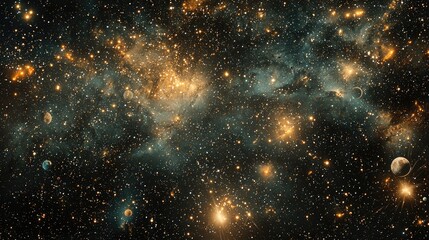 Fototapeta premium a digital universe scene with stars, planets, and galaxies.