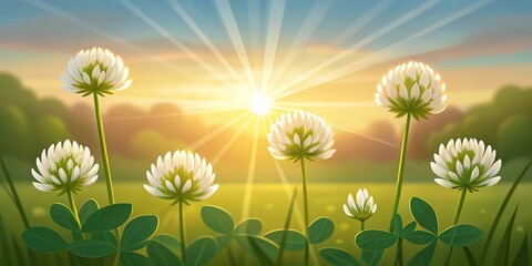 Fototapeta premium Sunlit Serenity: The Beauty of Clover Blossoms