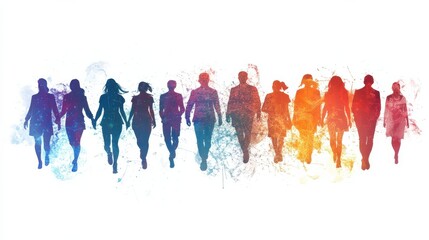 network silhouette diverse group of people connection connected digital technological communication interaction world business global internet web AI relation bonding online