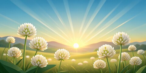 Obraz premium Sunlit Serenity: The Beauty of Clover Blossoms