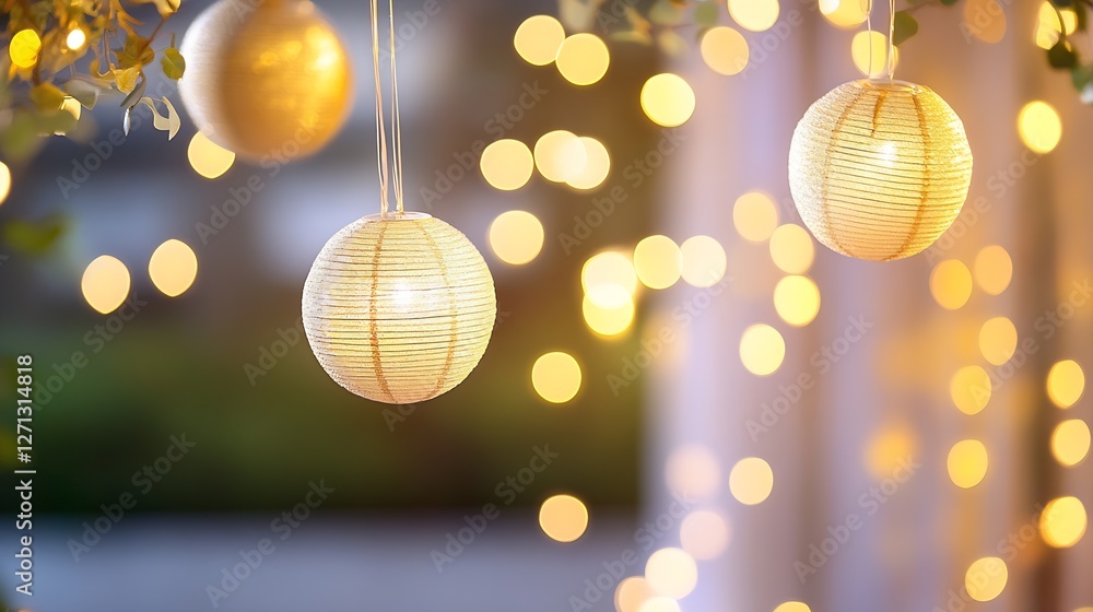 Aufkleber soft glowing lanterns and warm bokeh lights create a cozy and inviting atmosphere for celebrations :