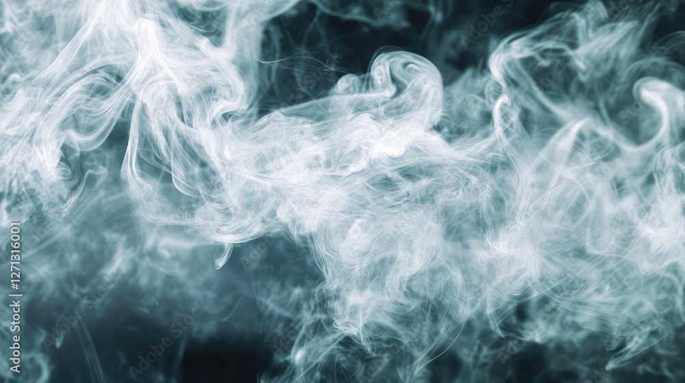 Poster tendrils of gray smoke rising and dispersing with a wispy effect and large open space for creative d