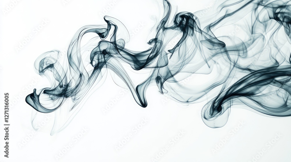 Poster tendrils of gray smoke rising and dispersing with a wispy effect and large open space for creative d