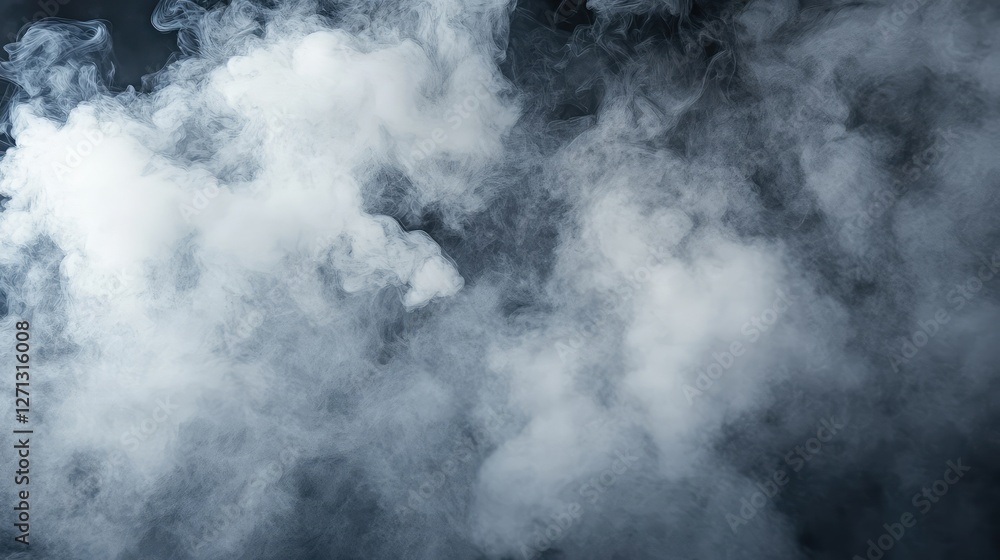 Poster tendrils of gray smoke rising and dispersing with a wispy effect and large open space for creative d