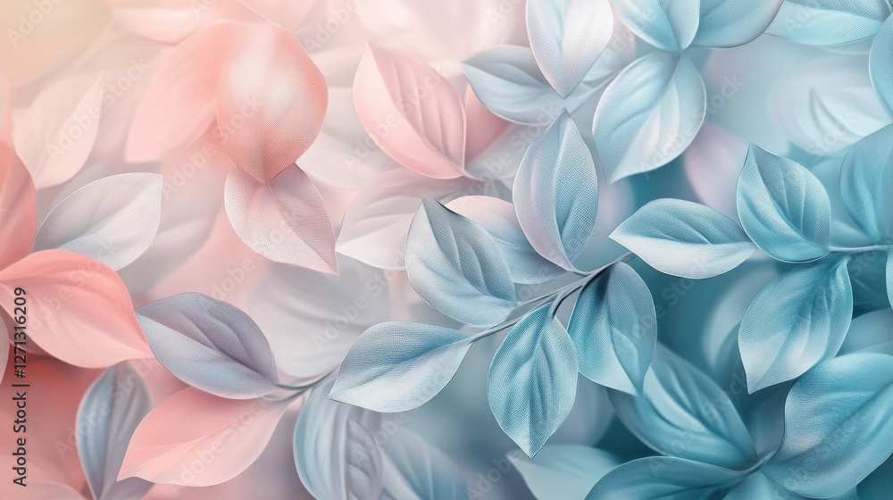 Aufkleber this abstract floral background features delicate leaf patterns and soft pastel colors, creating a s