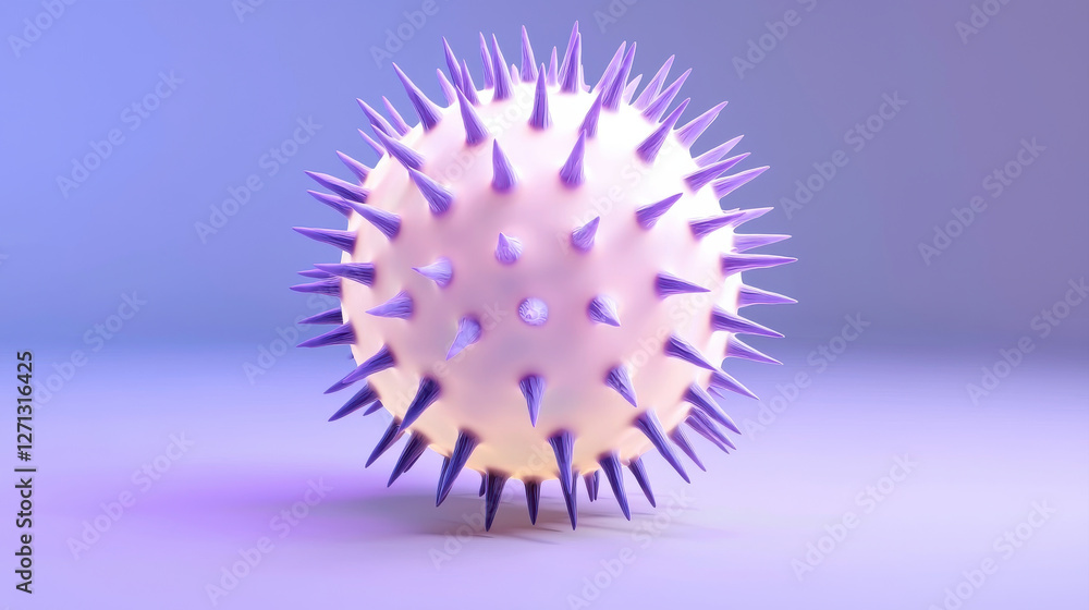 Poster hmpv concept, digital visualization of spherical virus with spikes, showcasing its structure and det