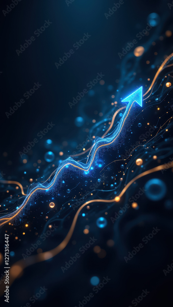 Poster this image features a dynamic graph with an upward trend line, suggesting financial growth or succes