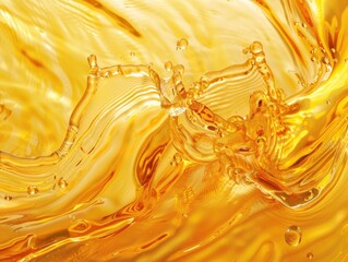 Golden Liquid Splash, Captivating Close-up of Fluid Motion and Light