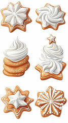 Festive star-shaped cookies with cream frosting, sweet treats, bakery, food photography