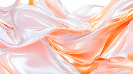 Flowing silk fabric, peach and white, abstract background, design element
