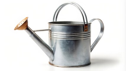 Galvanized Watering Can on White Background