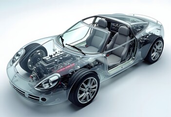 Background on the structure of electric cars and the concept of E-mobility Electric vehicle battery charging technology,3d rendering
